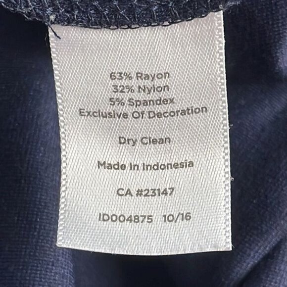 Talbots Navy Blue White Trim Career Office Dress Mod Retro 3/4 Sleeve Sz 12 - Picture 7 of 10